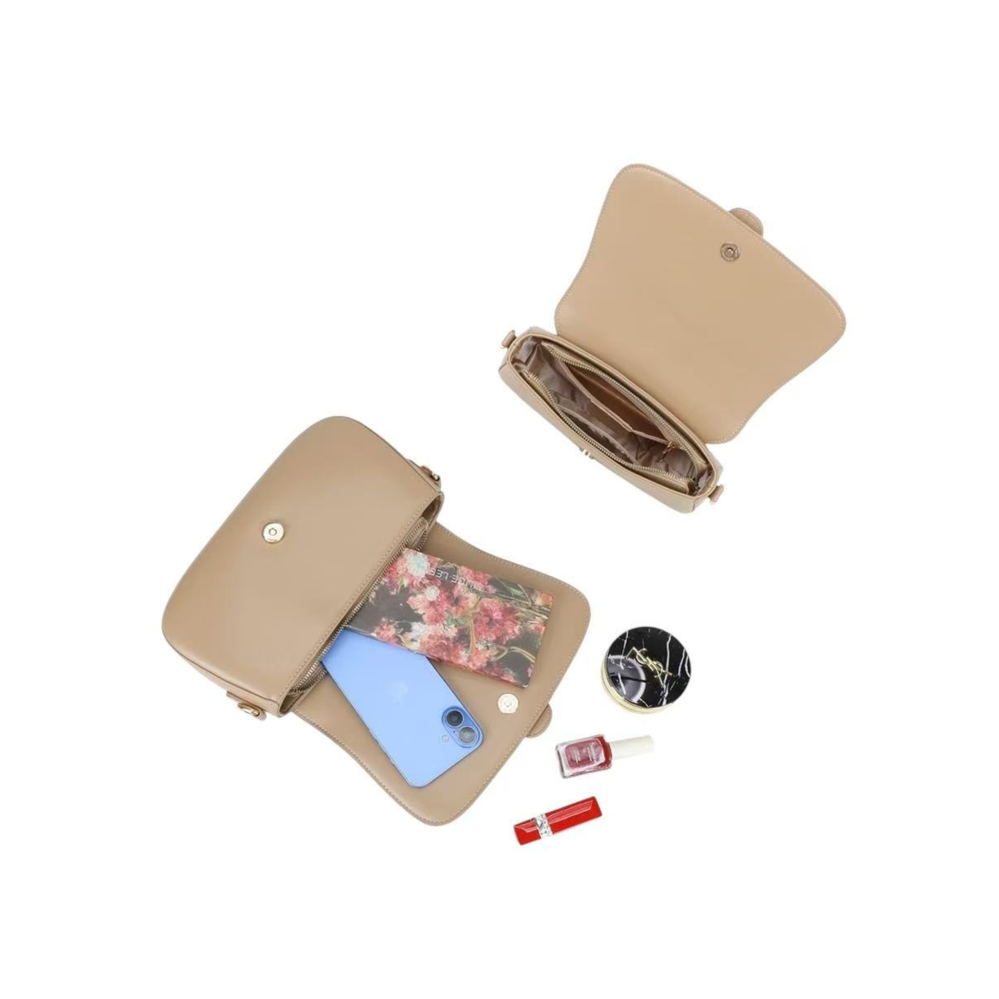 Sac à main beige élégant synthétique avec bandoulière réglable