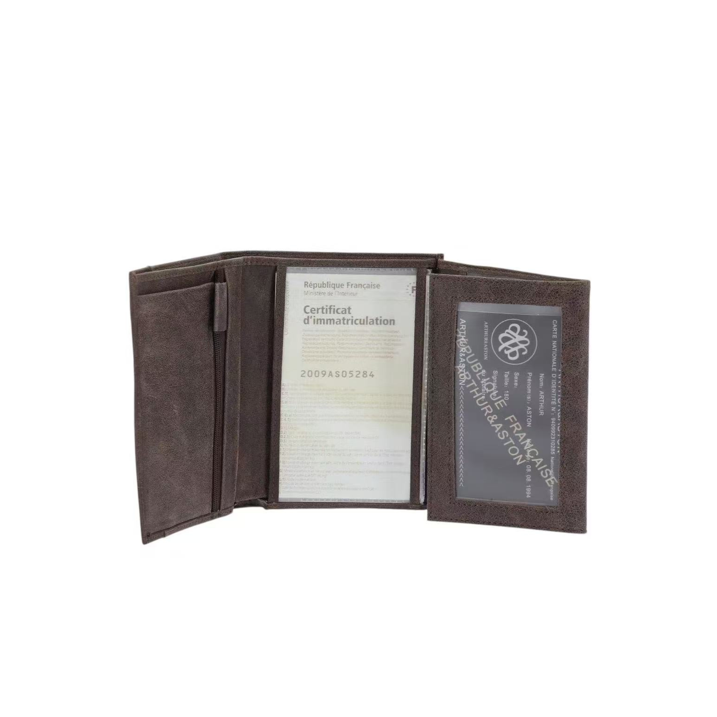 Portefeuille homme cuir de vachette Diego – Grand format – RFID – Carte grise – Châtaigne