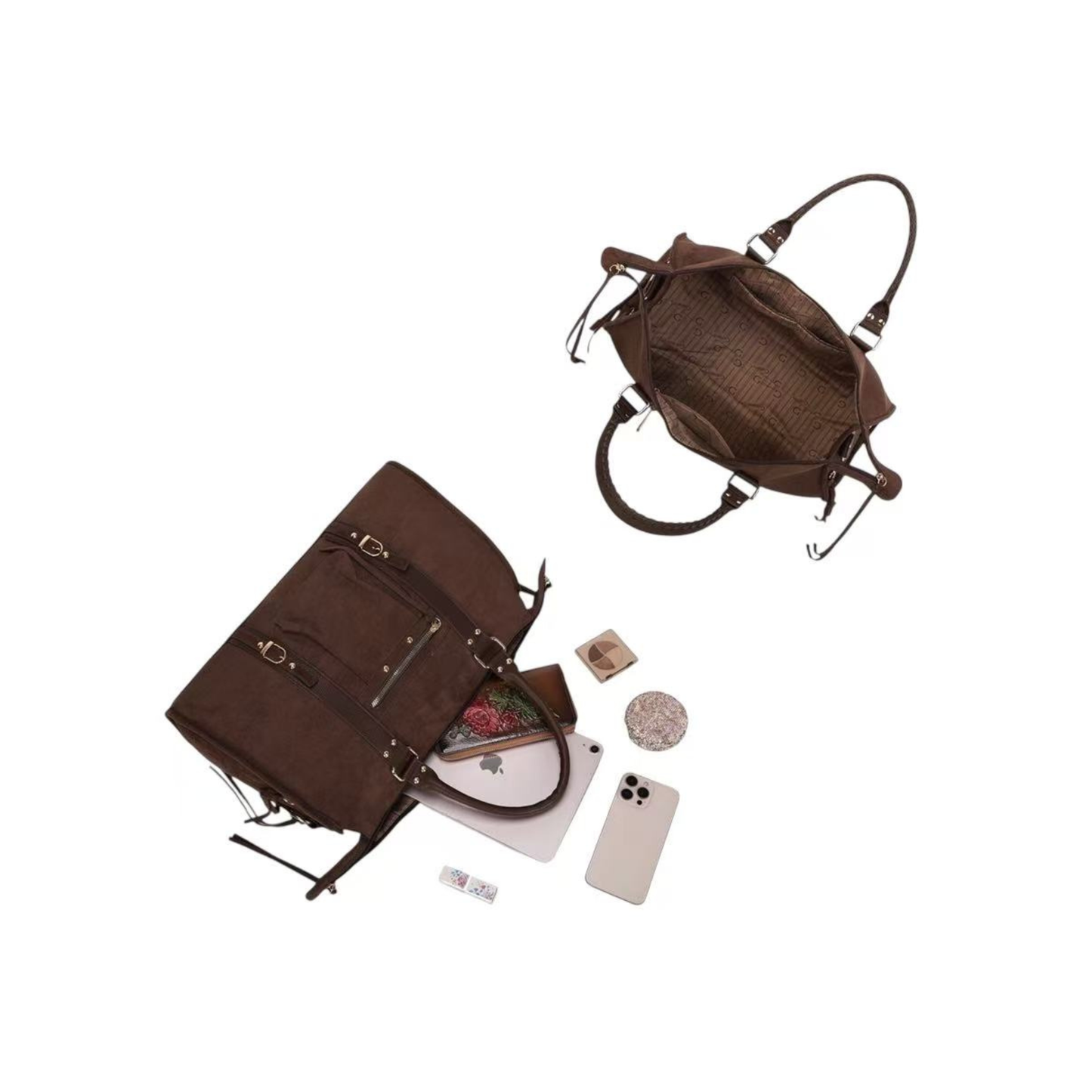 Sac à main marron foncé femme grand format – Bandoulière & anses