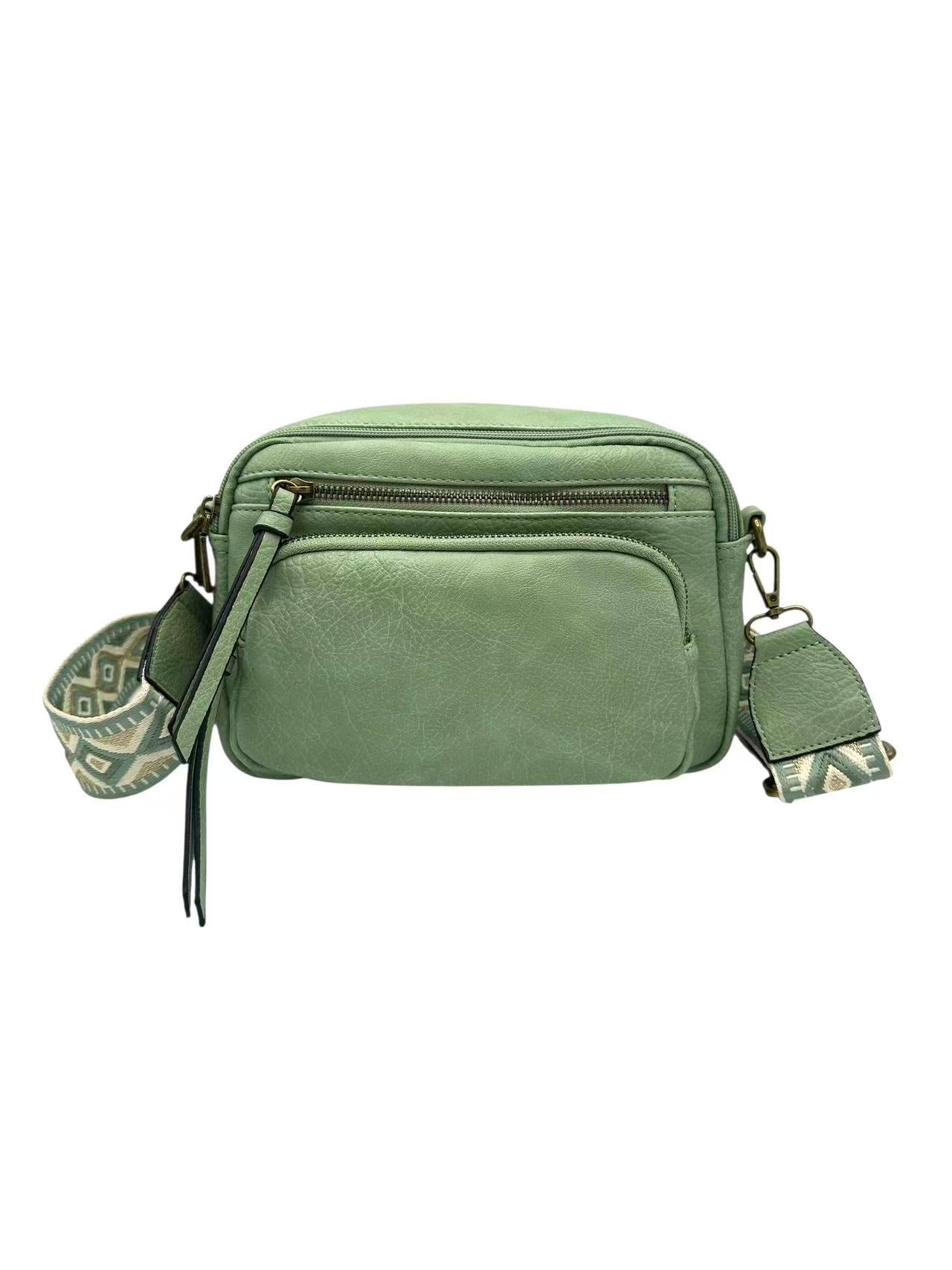 Sac bandoulière femme Mandoline synthétique tilleul – Double bandoulière