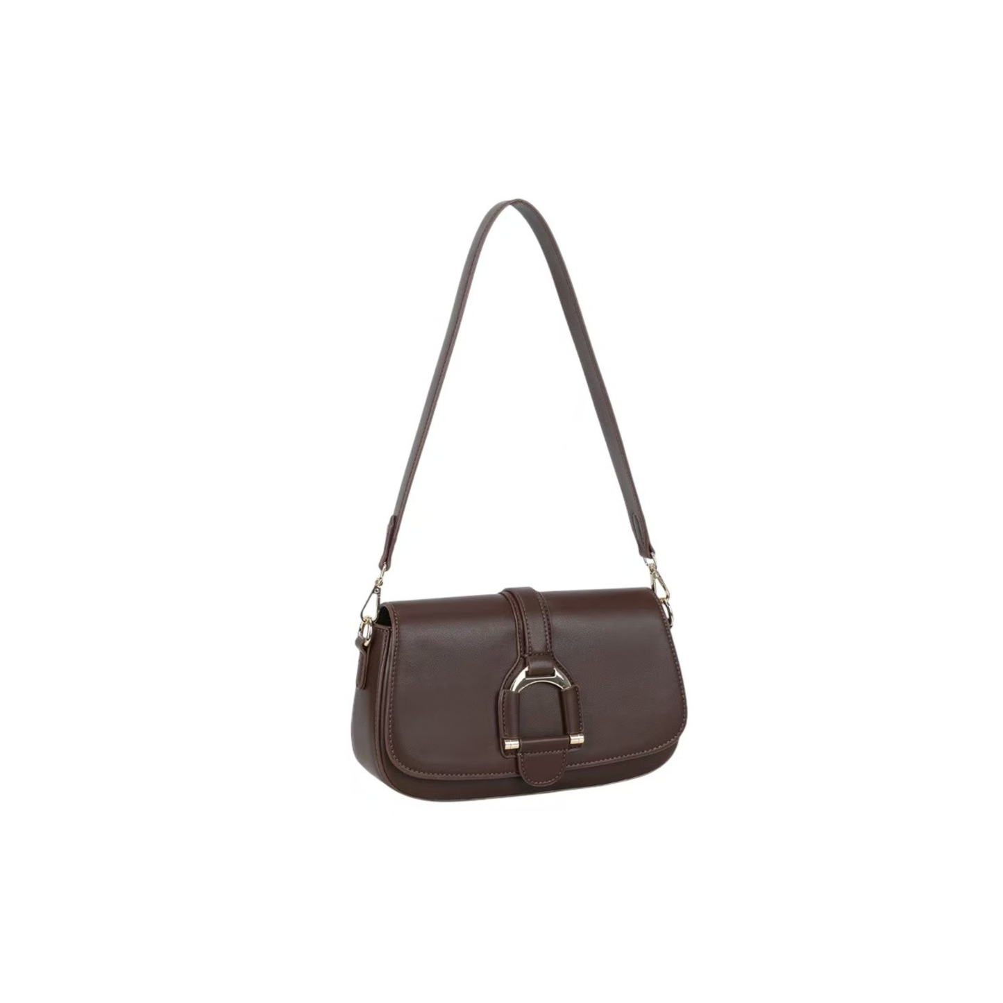 Sac à main marron élégant synthétique avec bandoulière réglable