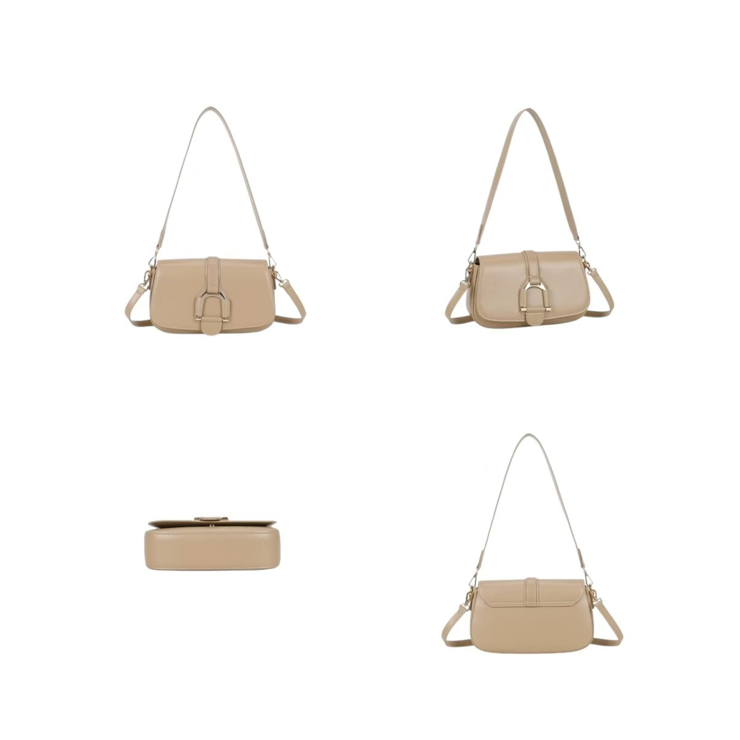 Sac à main beige élégant synthétique avec bandoulière réglable