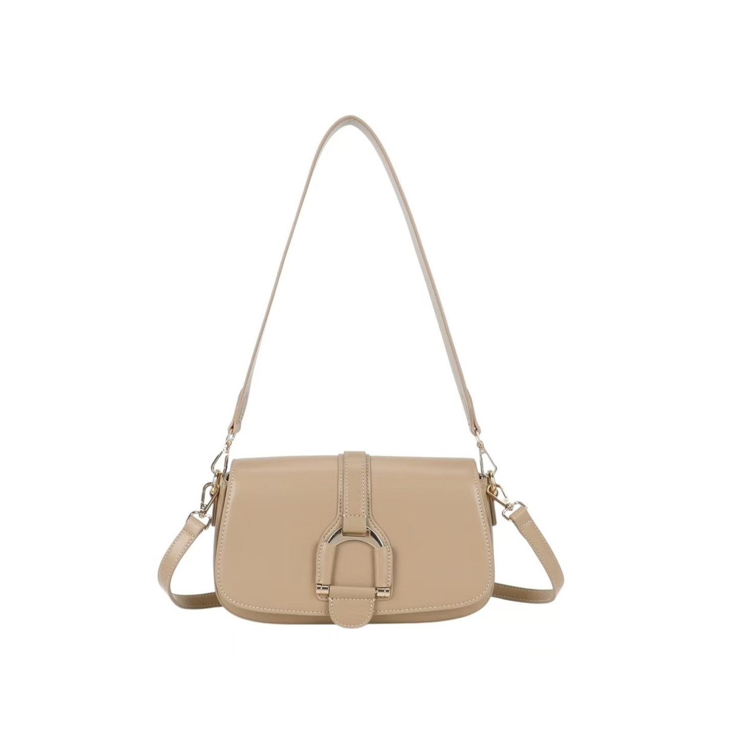 Sac à main beige élégant synthétique avec bandoulière réglable