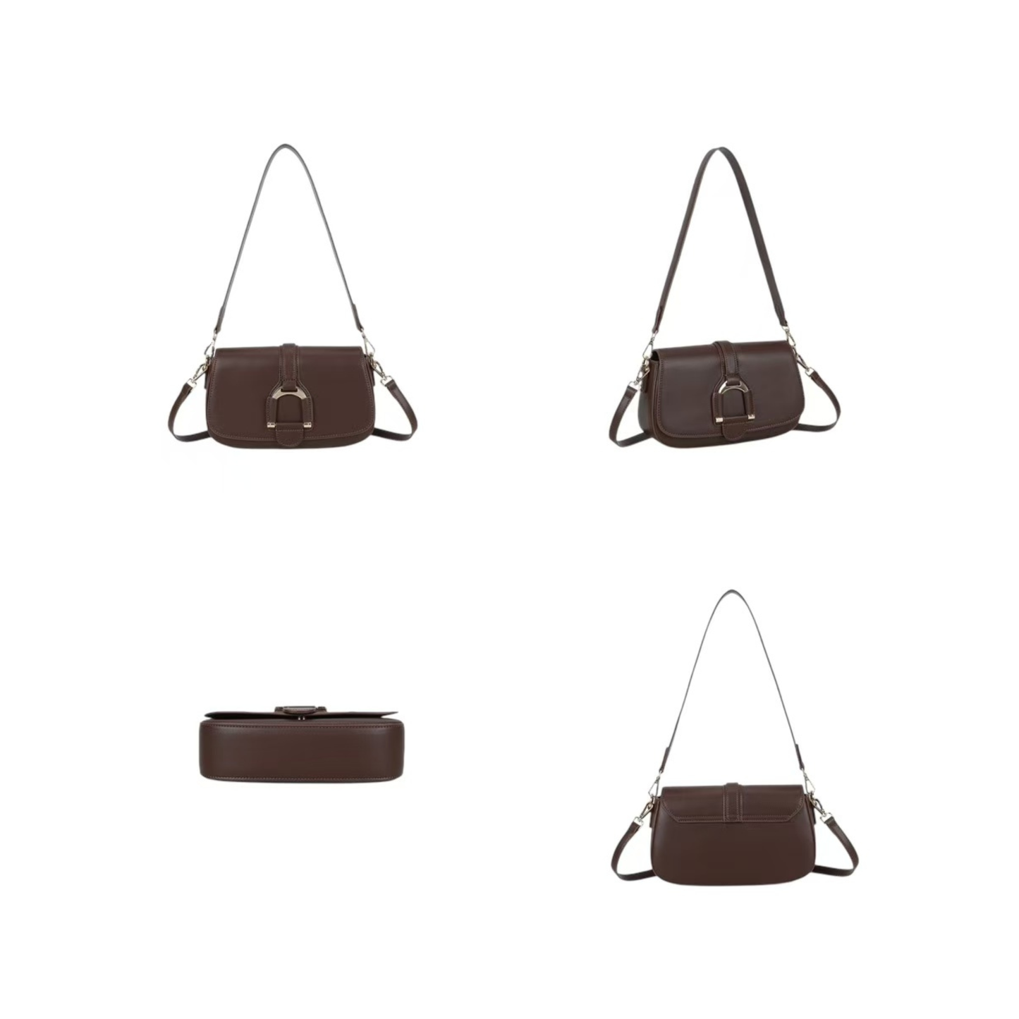 Sac à main marron élégant synthétique avec bandoulière réglable