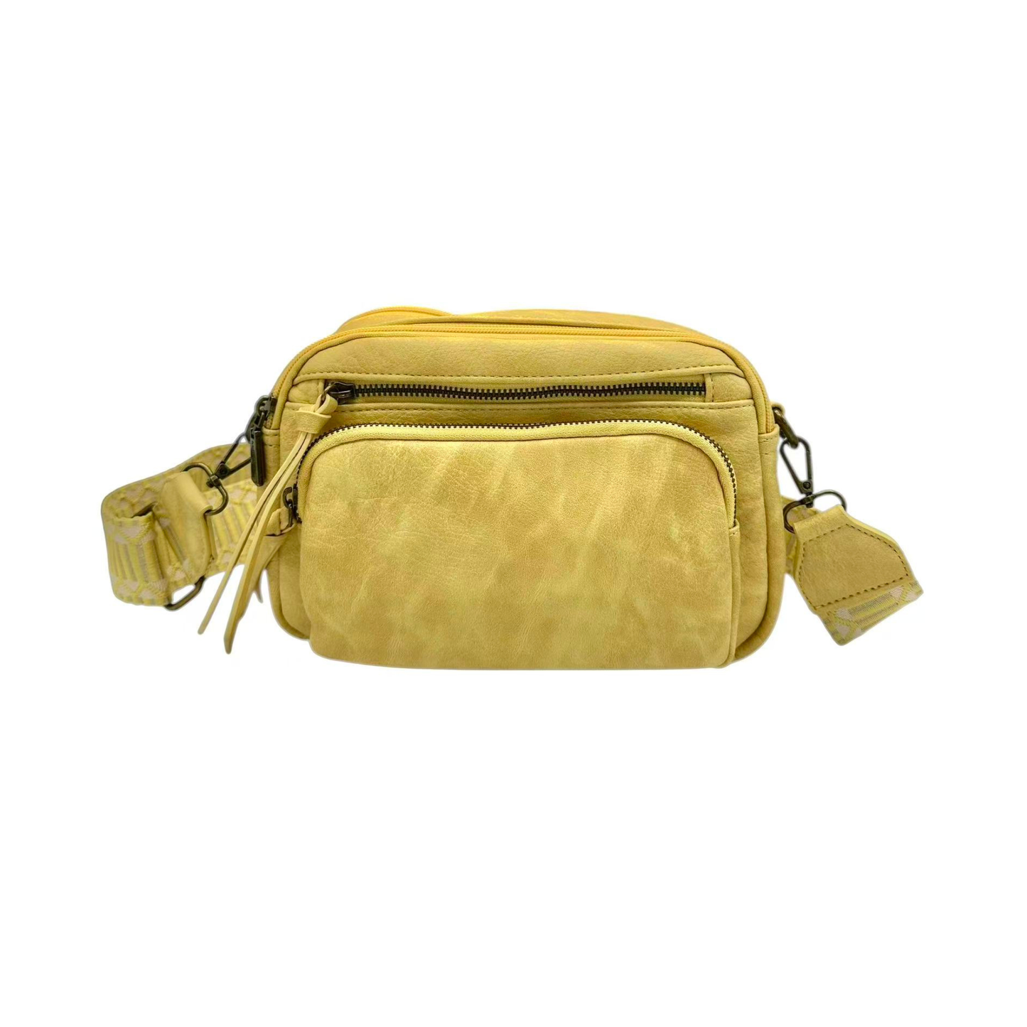 Sac bandoulière femme Mandoline synthétique jaune moutarde – Double bandoulière