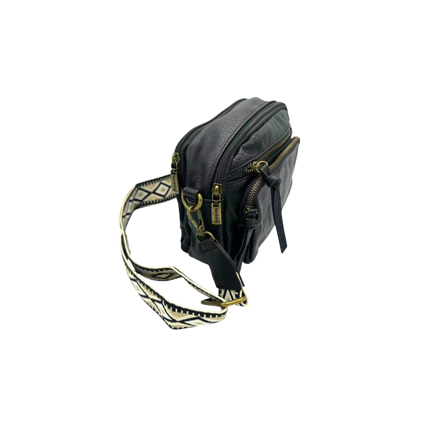 Sac bandoulière femme Mandoline synthétique noir– Double bandoulière