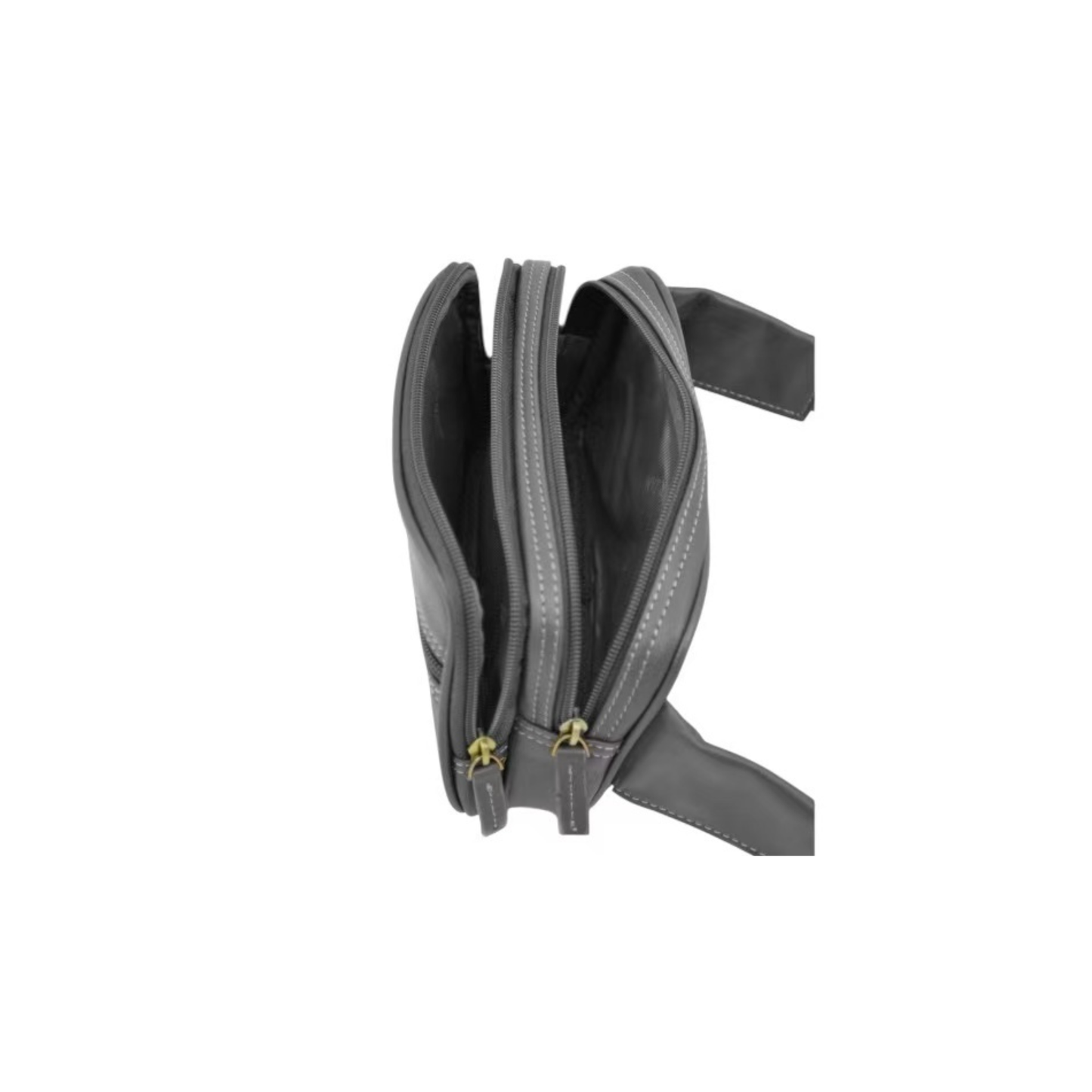 Sac banane en cuir de vachette noir compacte multi-compartiments zippée