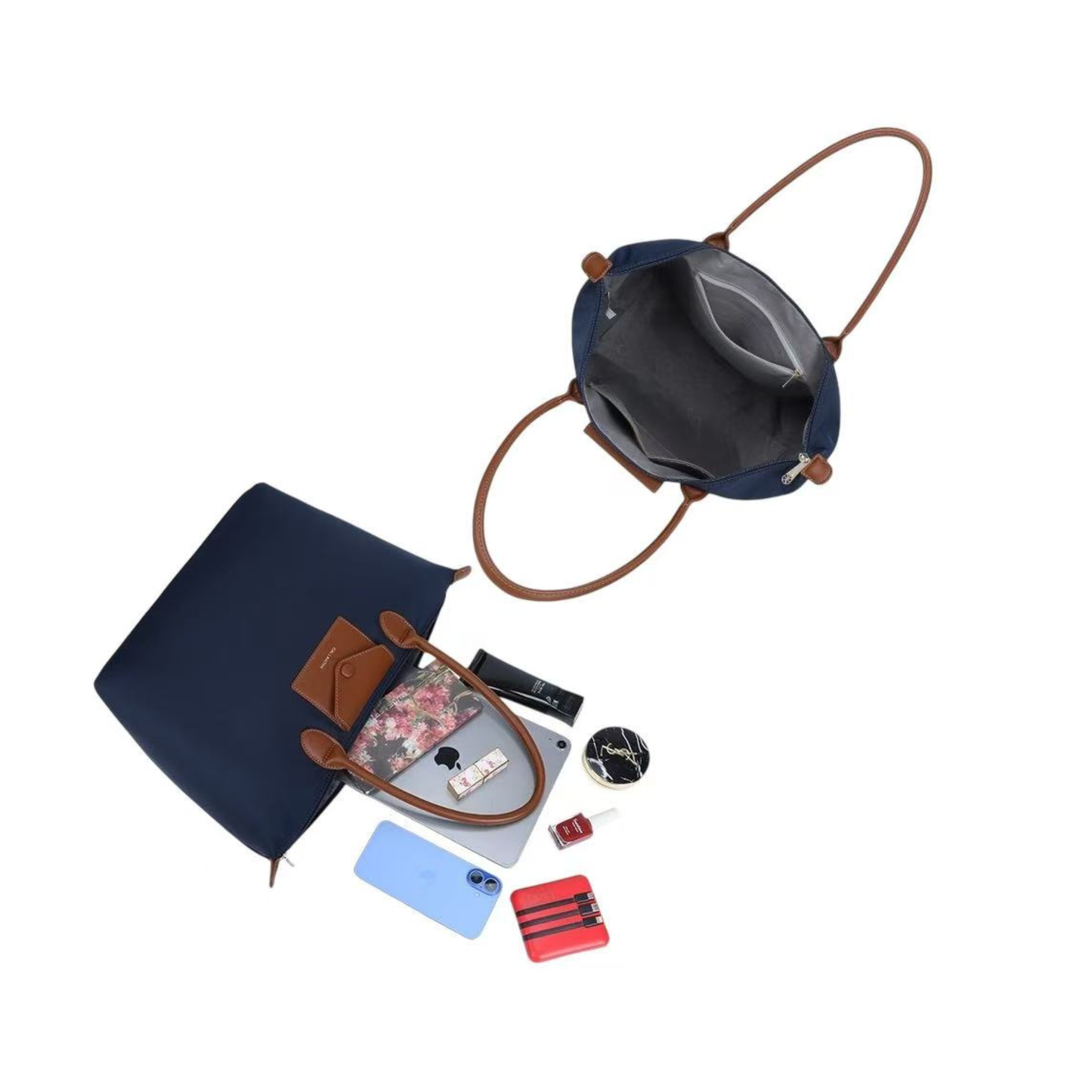 Sac cabas femme marine & Camel